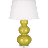 Picture of CITRON TRIPLE GOURD TABLE LAMP IN CITRON GLAZED CERAMIC WITH LUCITE BASE CI43X