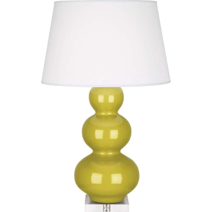 Picture of CITRON TRIPLE GOURD TABLE LAMP IN CITRON GLAZED CERAMIC WITH LUCITE BASE CI43X