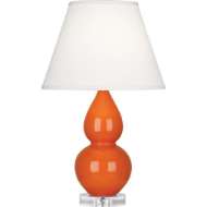 Picture of PUMPKIN SMALL DOUBLE GOURD ACCENT LAMP IN PUMPKIN GLAZED CERAMIC WITH LUCITE BASE A695X