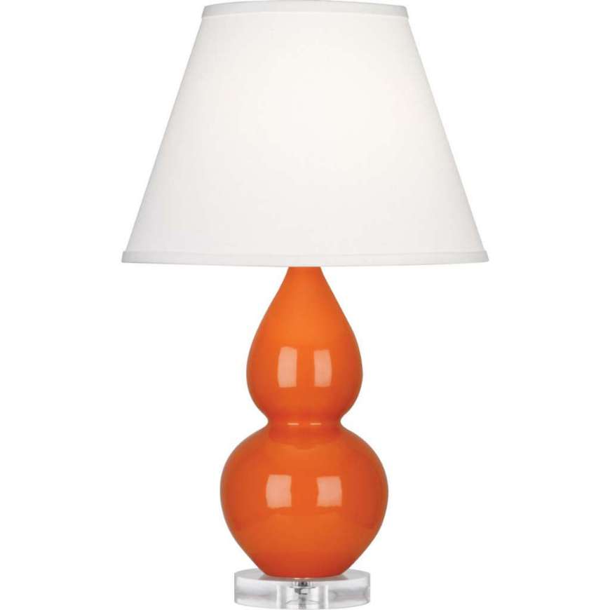 Picture of PUMPKIN SMALL DOUBLE GOURD ACCENT LAMP IN PUMPKIN GLAZED CERAMIC WITH LUCITE BASE A695X