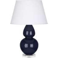 Picture of MIDNIGHT DOUBLE GOURD TABLE LAMP IN MIDNIGHT BLUE GLAZED CERAMIC WITH LUCITE BASE MB23X