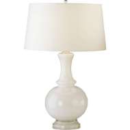 Picture of GLASS HARRIET TABLE LAMP IN WHITE GLASS WITH POLISHED NICKEL ACCENTS W3323