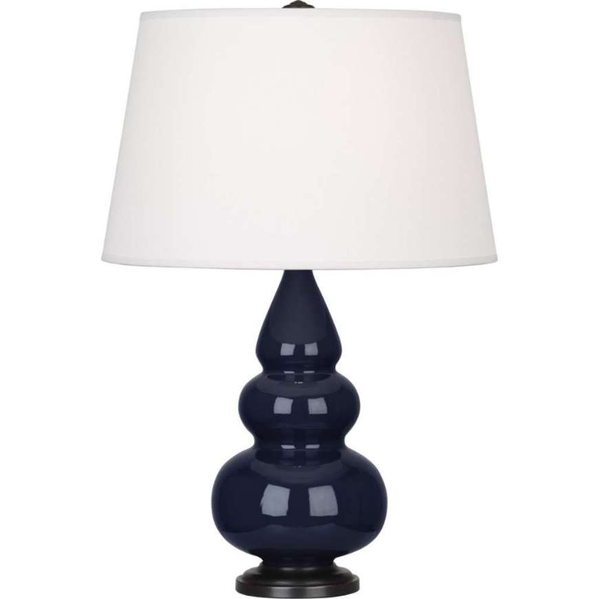 Picture of MIDNIGHT SMALL TRIPLE GOURD ACCENT LAMP IN MIDNIGHT BLUE GLAZED CERAMIC WITH DEEP PATINA BRONZE FINISHED ACCENTS MB31X