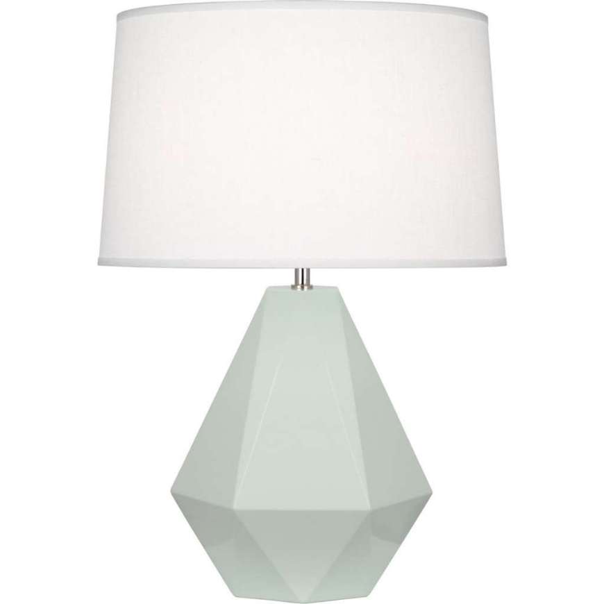 Picture of CELADON DELTA TABLE LAMP IN CELADON GLAZED CERAMIC WITH POLISHED NICKEL ACCENTS 947