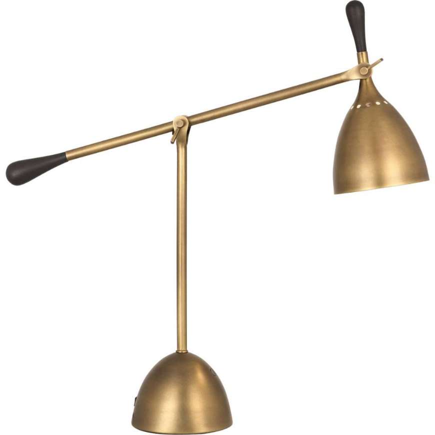 Picture of LEDGER TABLE LAMP IN WARM BRASS FINISH WITH DARK WALNUT ACCENTS 1340