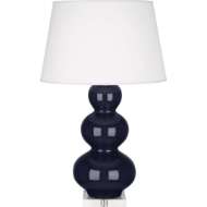 Picture of MIDNIGHT TRIPLE GOURD TABLE LAMP IN MIDNIGHT BLUE GLAZED CERAMIC WITH LUCITE BASE MB43X