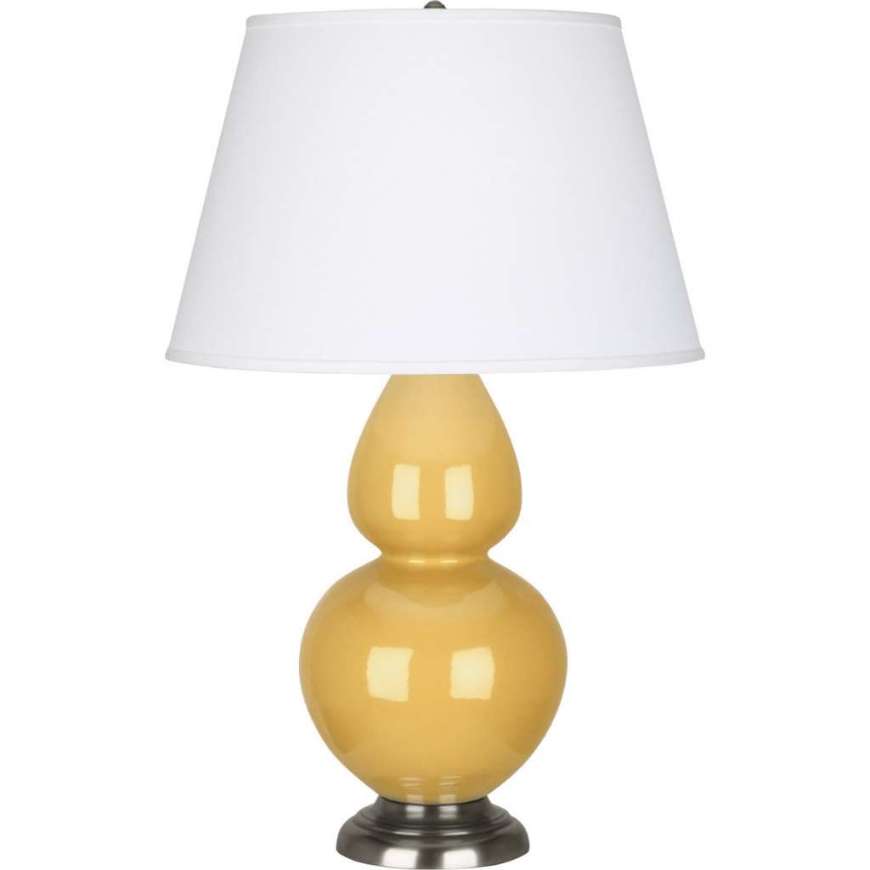 Picture of SUNSET DOUBLE GOURD TABLE LAMP IN SUNSET YELLOW GLAZED CERAMIC WITH ANTIQUE SILVER FINISHED ACCENTS SU22X