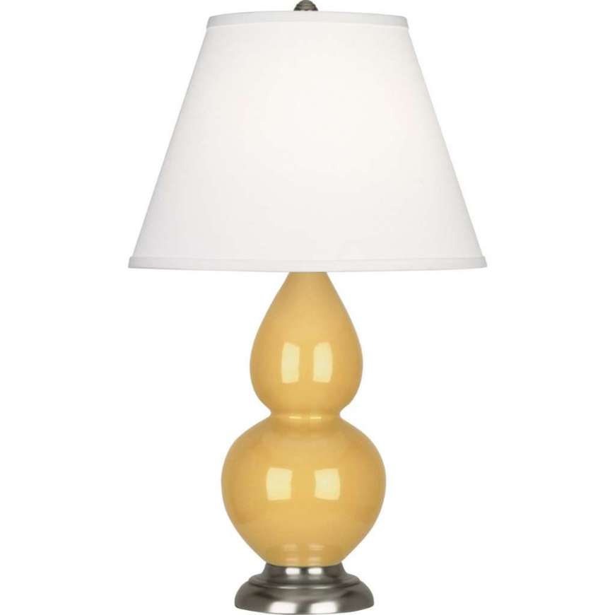 Picture of SUNSET SMALL DOUBLE GOURD ACCENT LAMP IN SUNSET YELLOW GLAZED CERAMIC WITH ANTIQUE SILVER FINISHED ACCENTS SU12X