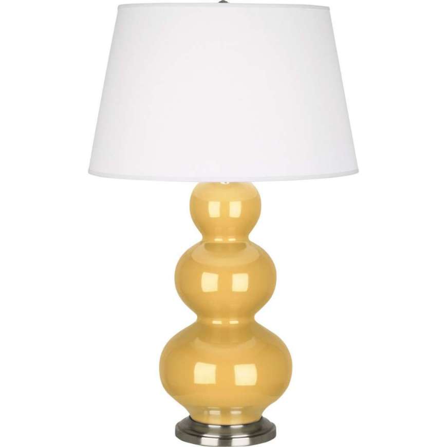 Picture of SUNSET TRIPLE GOURD TABLE LAMP IN SUNSET YELLOW GLAZED CERAMIC WITH ANTIQUE SILVER FINISHED ACCENTS SU42X