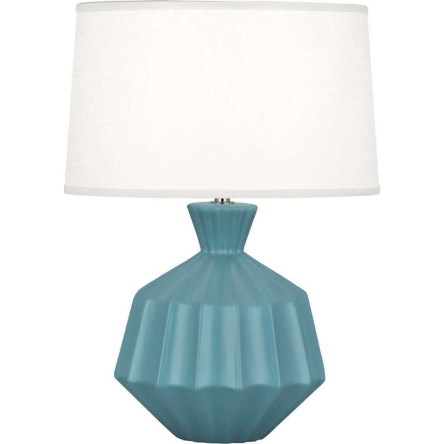 Picture of MATTE STEEL BLUE ORION TABLE LAMP IN MATTE STEEL BLUE GLAZED CERAMIC MOB18