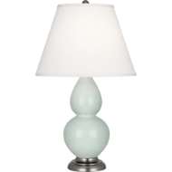 Picture of CELADON SMALL DOUBLE GOURD ACCENT LAMP IN CELADON GLAZED CERAMIC WITH ANTIQUE SILVER FINISHED ACCENTS 1788X