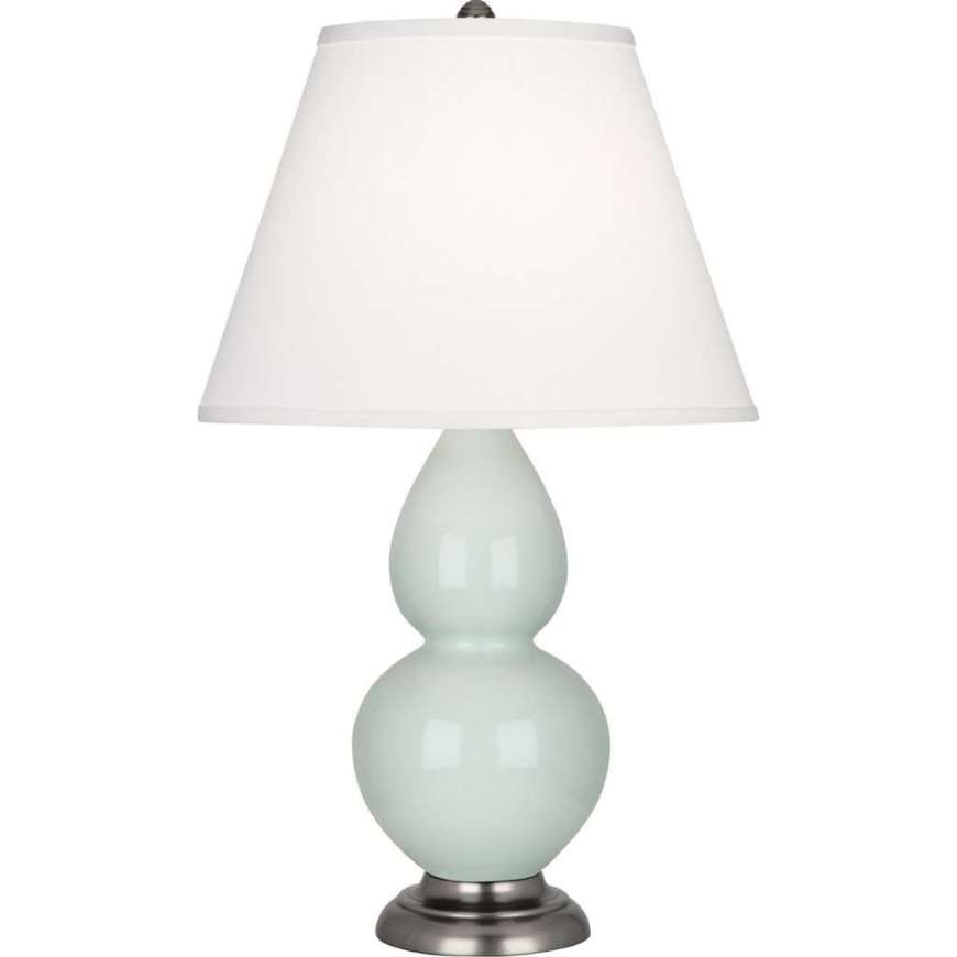 Picture of CELADON SMALL DOUBLE GOURD ACCENT LAMP IN CELADON GLAZED CERAMIC WITH ANTIQUE SILVER FINISHED ACCENTS 1788X