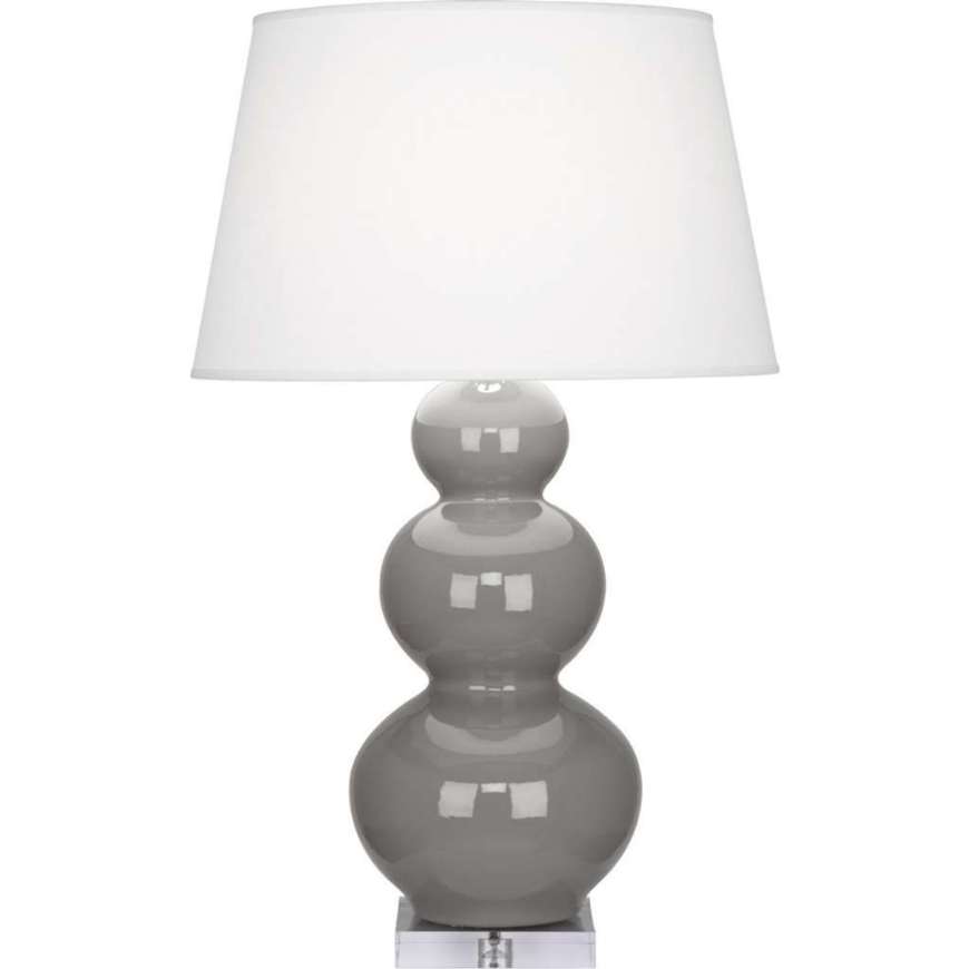 Picture of SMOKEY TAUPE TRIPLE GOURD TABLE LAMP IN SMOKY TAUPE GLAZED CERAMIC WITH LUCITE BASE A359X