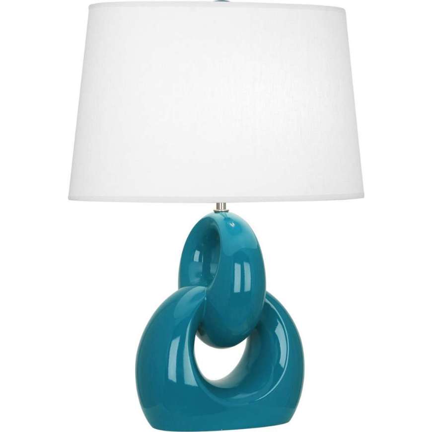 Picture of PEACOCK FUSION TABLE LAMP IN PEACOCK GLAZED CERAMIC WITH POLISHED NICKEL ACCENTS PC981