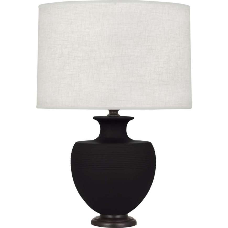 Picture of MATTE DARK COAL MICHAEL BERMAN ATLAS TABLE LAMP IN MATTE DARK COAL GLAZED CERAMIC WITH DEEP PATINA BRONZE ACCENTS MDC22