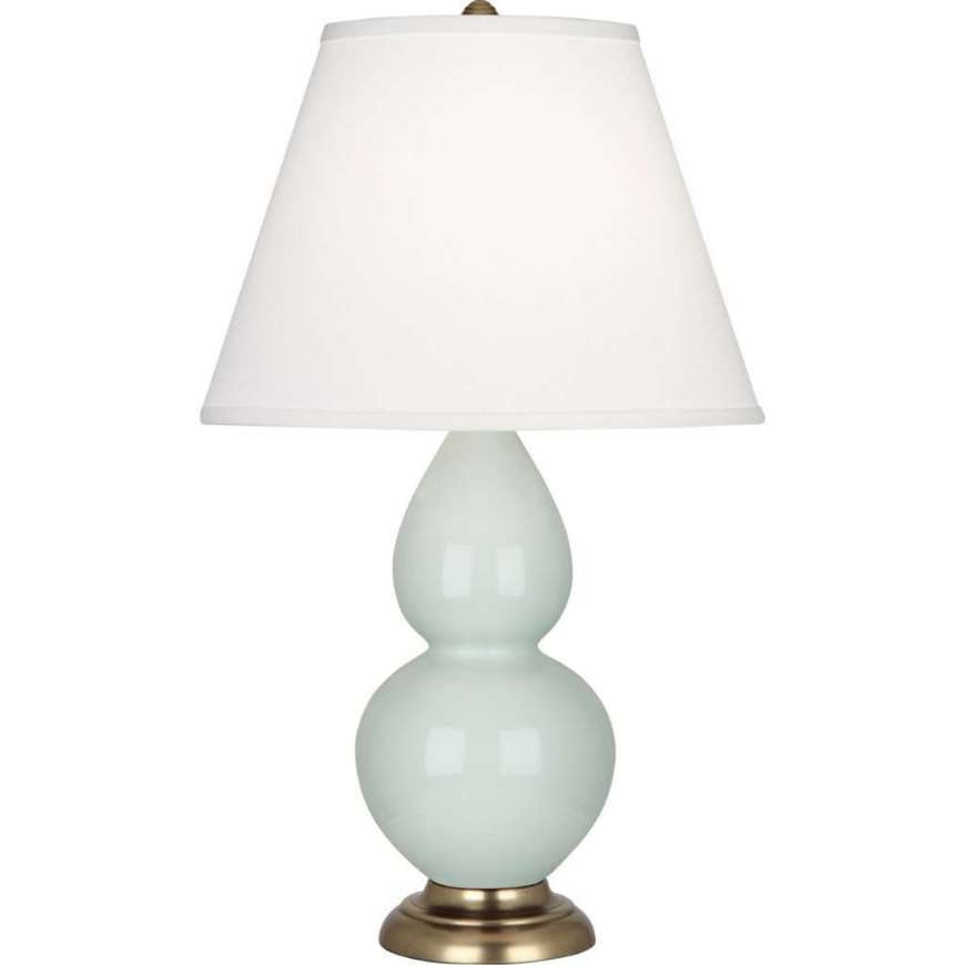 Picture of CELADON SMALL DOUBLE GOURD ACCENT LAMP IN CELADON GLAZED CERAMIC WITH ANTIQUE NATURAL BRASS FINISHED ACCENTS 1786X