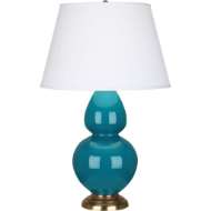 Picture of PEACOCK DOUBLE GOURD TABLE LAMP IN PEACOCK GLAZED CERAMIC 1751X