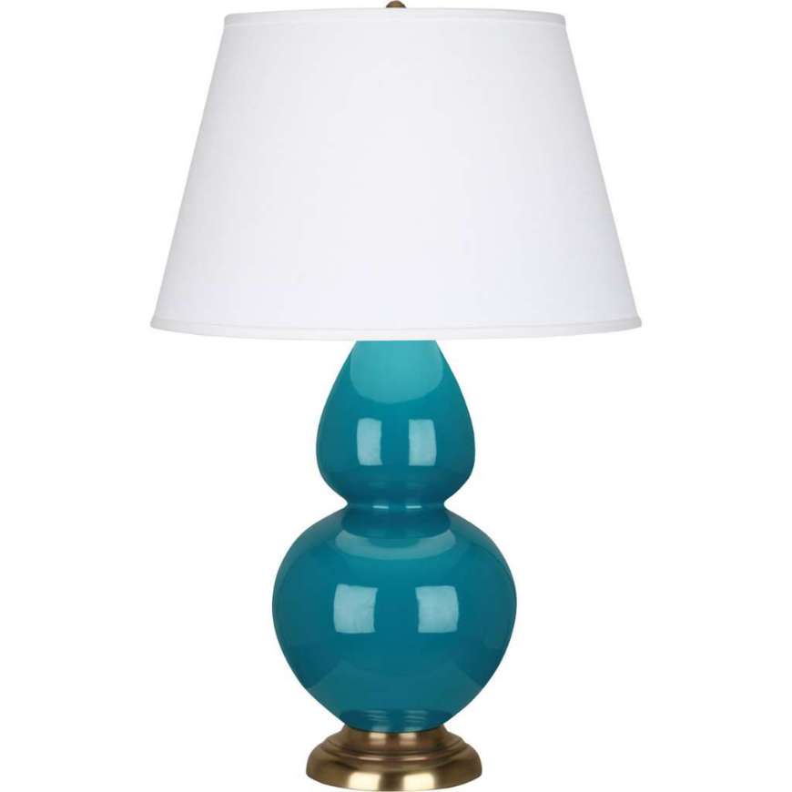 Picture of PEACOCK DOUBLE GOURD TABLE LAMP IN PEACOCK GLAZED CERAMIC 1751X