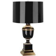 Picture of ANNIKA ACCENT LAMP IN BLACK LACQUERED PAINT WITH NATURAL BRASS AND IVORY CRACKLE ACCENTS 2507