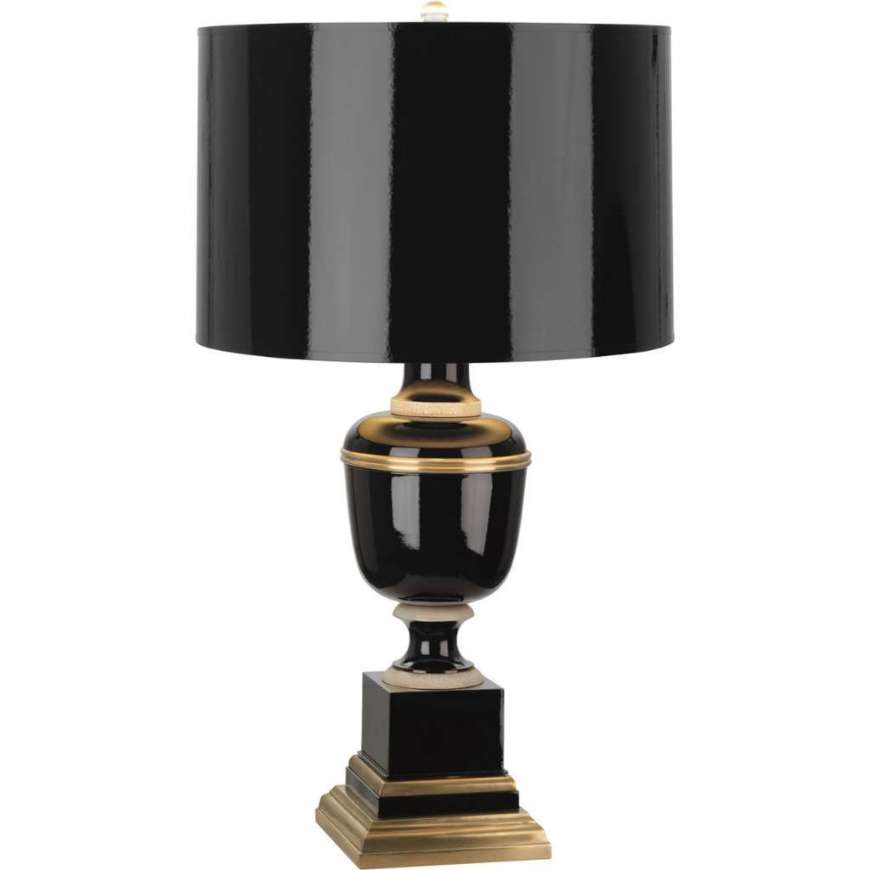 Picture of ANNIKA ACCENT LAMP IN BLACK LACQUERED PAINT WITH NATURAL BRASS AND IVORY CRACKLE ACCENTS 2507