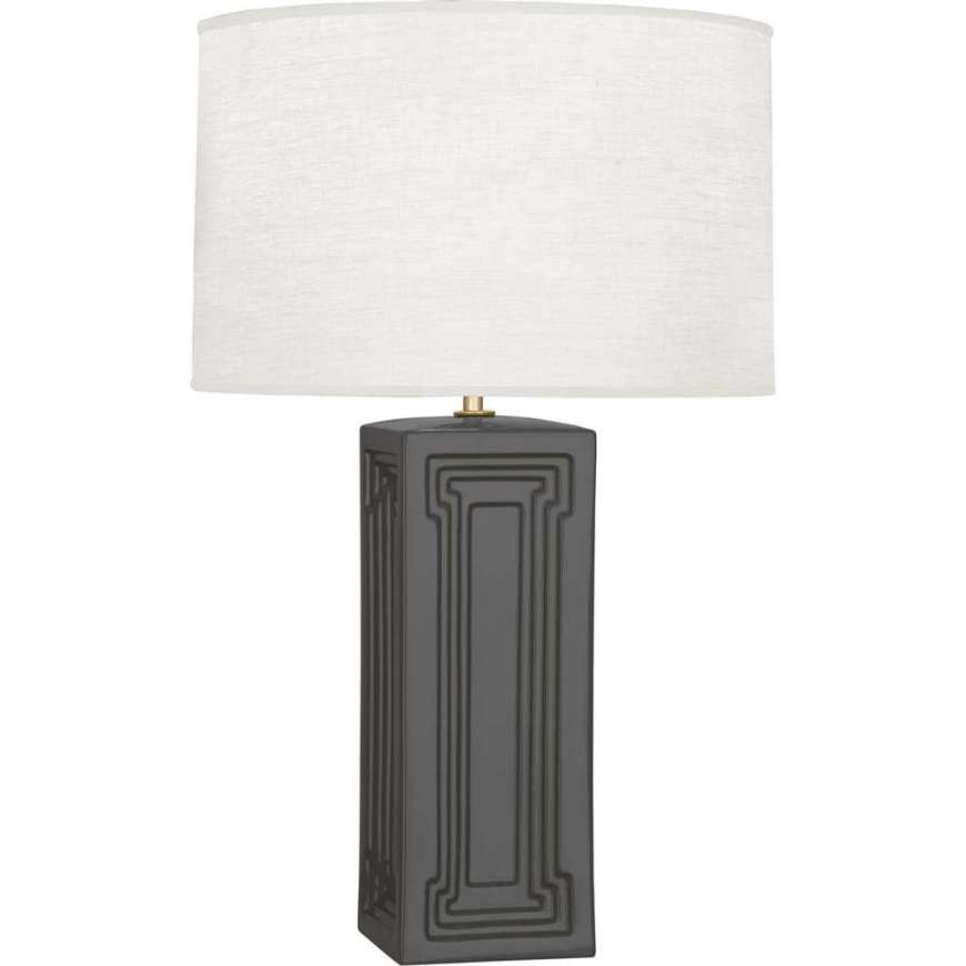 Picture of WILLIAMSBURG NOTTINGHAM TABLE LAMP IN DARK GRAY GLAZED CERAMIC WITH MODERN BRASS ACCENTS LB50