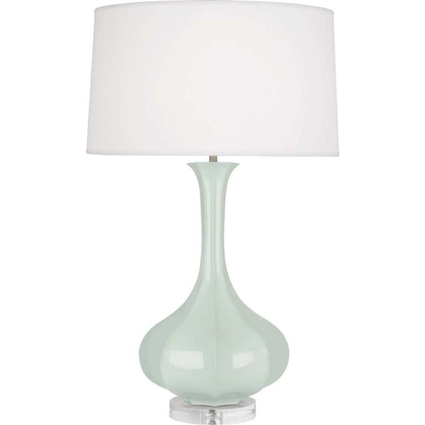 Picture of CELADON PIKE TABLE LAMP IN CELADON GLAZED CERAMIC WITH LUCITE BASE CL996