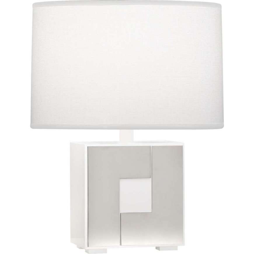 Picture of BLOX TABLE LAMP IN WHITE ENAMEL FINISH WITH POLISHED NICKEL ACCENTS WH578