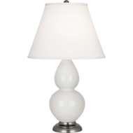 Picture of LILY SMALL DOUBLE GOURD ACCENT LAMP IN LILY GLAZED CERAMIC WITH ANTIQUE SILVER FINISHED ACCENTS 1690X