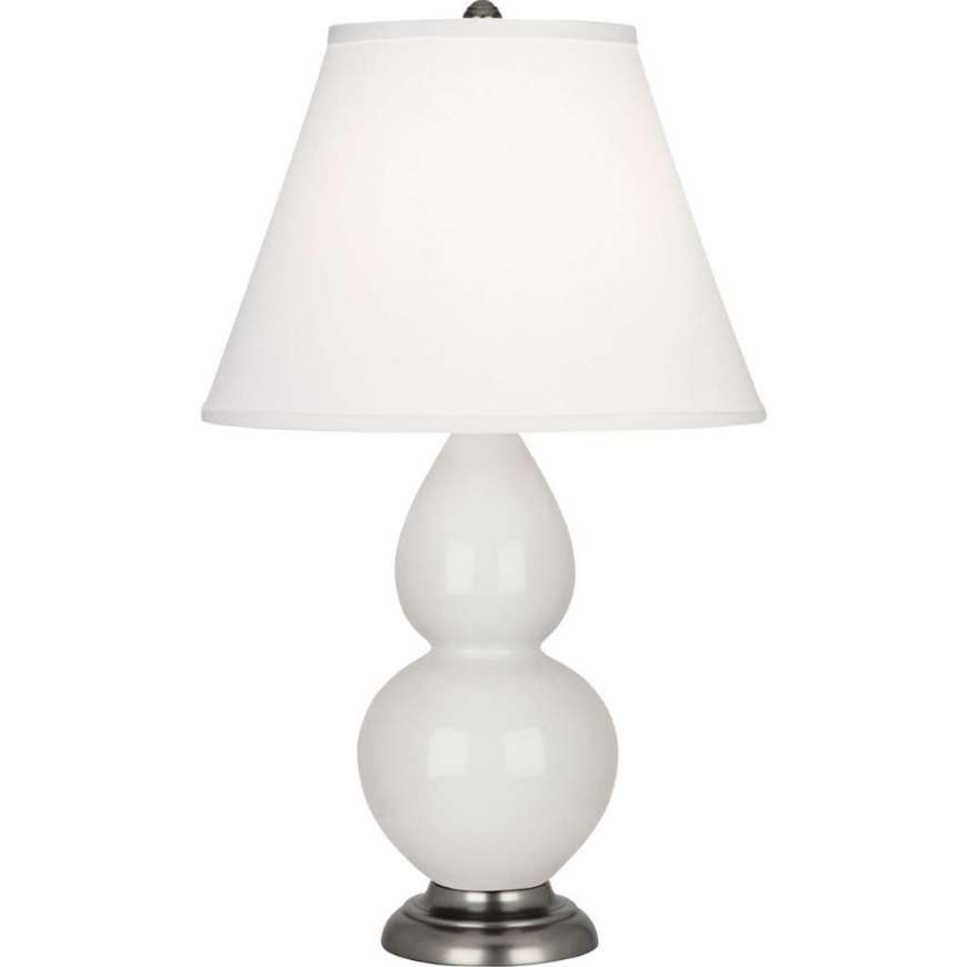 Picture of LILY SMALL DOUBLE GOURD ACCENT LAMP IN LILY GLAZED CERAMIC WITH ANTIQUE SILVER FINISHED ACCENTS 1690X