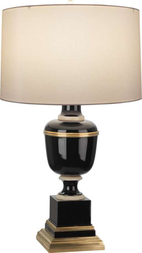 Picture of ANNIKA ACCENT LAMP IN BLACK LACQUERED PAINT WITH NATURAL BRASS AND IVORY CRACKLE ACCENTS 2507X