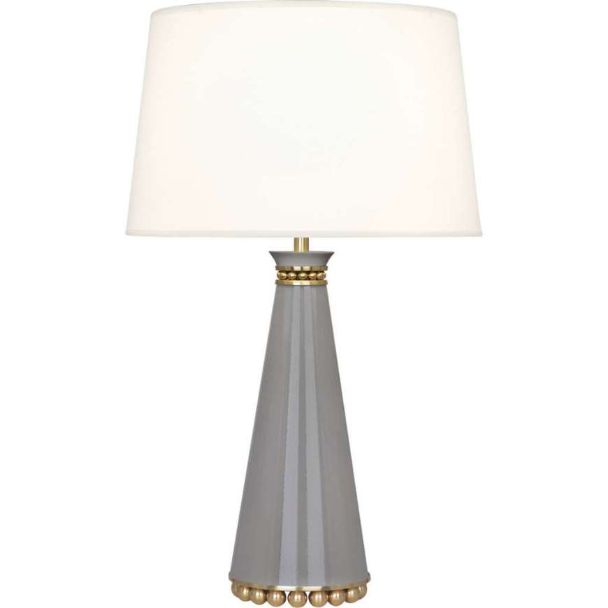 Picture of PEARL TABLE LAMP IN SMOKY TAUPE LACQUERED PAINT AND MODERN BRASS ACCENTS ST44X