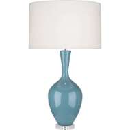 Picture of STEEL BLUE AUDREY TABLE LAMP IN STEEL BLUE GLAZED CERAMIC OB980