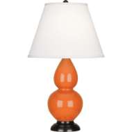 Picture of PUMPKIN SMALL DOUBLE GOURD ACCENT LAMP IN PUMPKIN GLAZED CERAMIC WITH DEEP PATINA BRONZE FINISHED ACCENTS 1655X