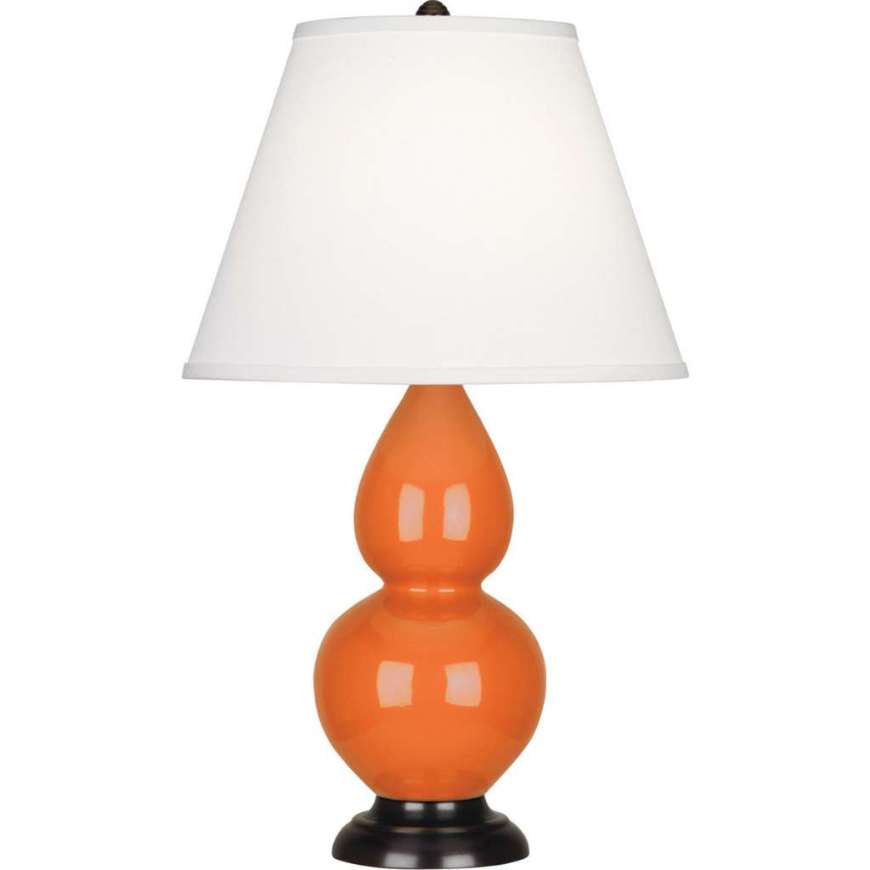 Picture of PUMPKIN SMALL DOUBLE GOURD ACCENT LAMP IN PUMPKIN GLAZED CERAMIC WITH DEEP PATINA BRONZE FINISHED ACCENTS 1655X