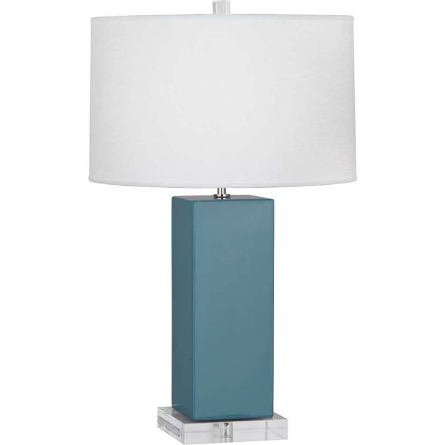 Picture of STEEL BLUE HARVEY TABLE LAMP IN STEEL BLUE GLAZED CERAMIC OB995