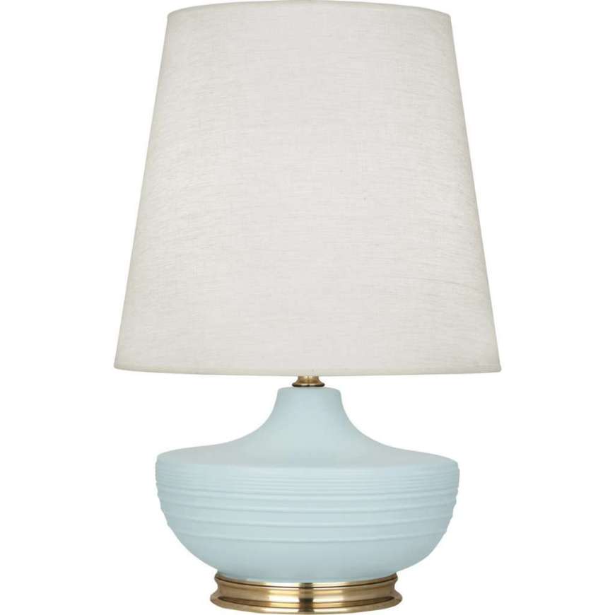 Picture of MATTE SKY BLUE MICHAEL BERMAN NOLAN TABLE LAMP IN MATTE SKY BLUE GLAZED CERAMIC WITH MODERN BRASS ACCENTS MSB24