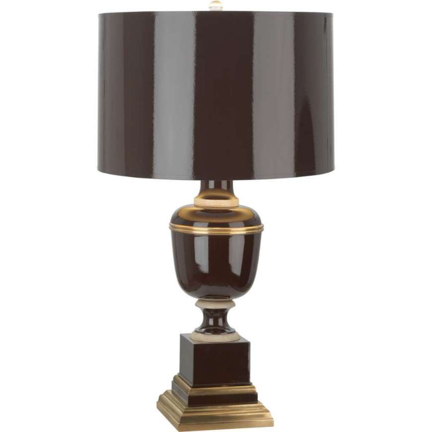 Picture of ANNIKA ACCENT LAMP IN CHOCOLATE LACQUERED PAINT WITH NATURAL BRASS AND IVORY CRACKLE ACCENTS 2506