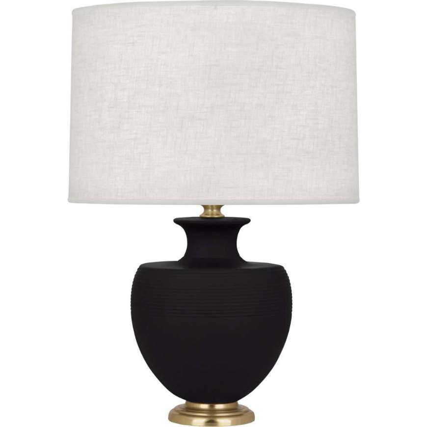 Picture of MATTE DARK COAL MICHAEL BERMAN ATLAS TABLE LAMP IN MATTE DARK COAL GLAZED CERAMIC WITH MODERN BRASS ACCENTS MDC21