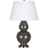 Picture of ASH DOUBLE GOURD TABLE LAMP IN ASH GLAZED CERAMIC WITH ANTIQUE SILVER FINISHED ACCENTS CR22X