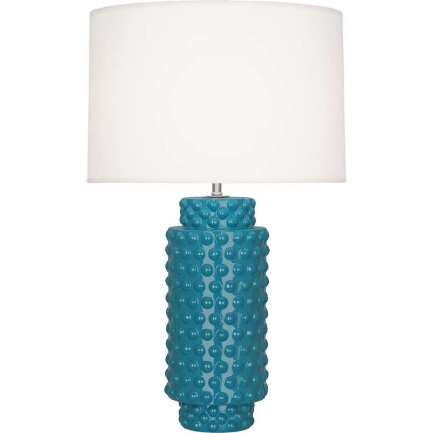 Picture of PEACOCK DOLLY TABLE LAMP IN PEACOCK GLAZED TEXTURED CERAMIC PC800