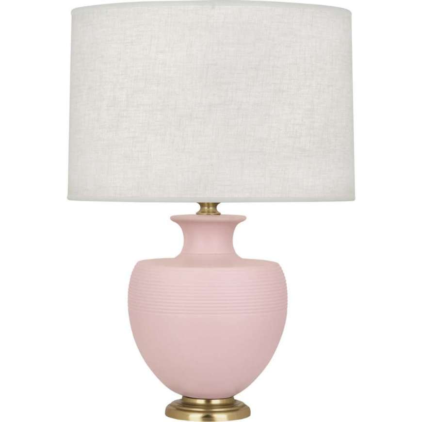 Picture of MATTE WOODROSE MICHAEL BERMAN ATLAS TABLE LAMP IN MATTE WOODROSE GLAZED CERAMIC WITH MODERN BRASS ACCENTS MWR21