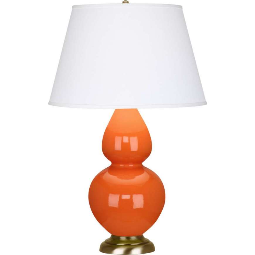 Picture of PUMPKIN DOUBLE GOURD TABLE LAMP IN PUMPKIN GLAZED CERAMIC WITH ANTIQUE NATURAL BRASS FINISHED ACCENTS 1665X