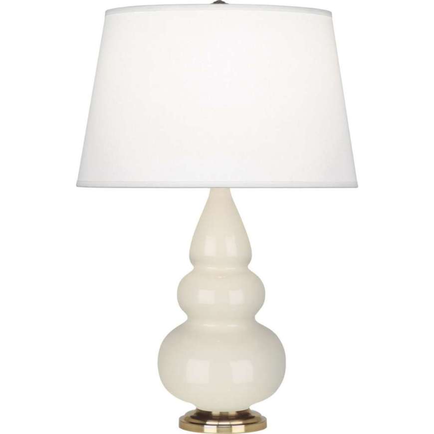 Picture of BONE SMALL TRIPLE GOURD ACCENT LAMP IN BONE GLAZED CERAMIC WITH ANTIQUE NATURAL BRASS FINISHED ACCENTS 254X