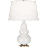 Picture of LILY SMALL TRIPLE GOURD ACCENT LAMP IN LILY GLAZED CERAMIC WITH ANTIQUE NATURAL BRASS FINISHED ACCENTS 241X