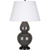 Picture of ASH DOUBLE GOURD TABLE LAMP IN ASH GLAZED CERAMIC WITH DEEP PATINA BRONZE FINISHED ACCENTS CR21X