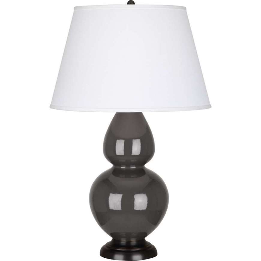 Picture of ASH DOUBLE GOURD TABLE LAMP IN ASH GLAZED CERAMIC WITH DEEP PATINA BRONZE FINISHED ACCENTS CR21X