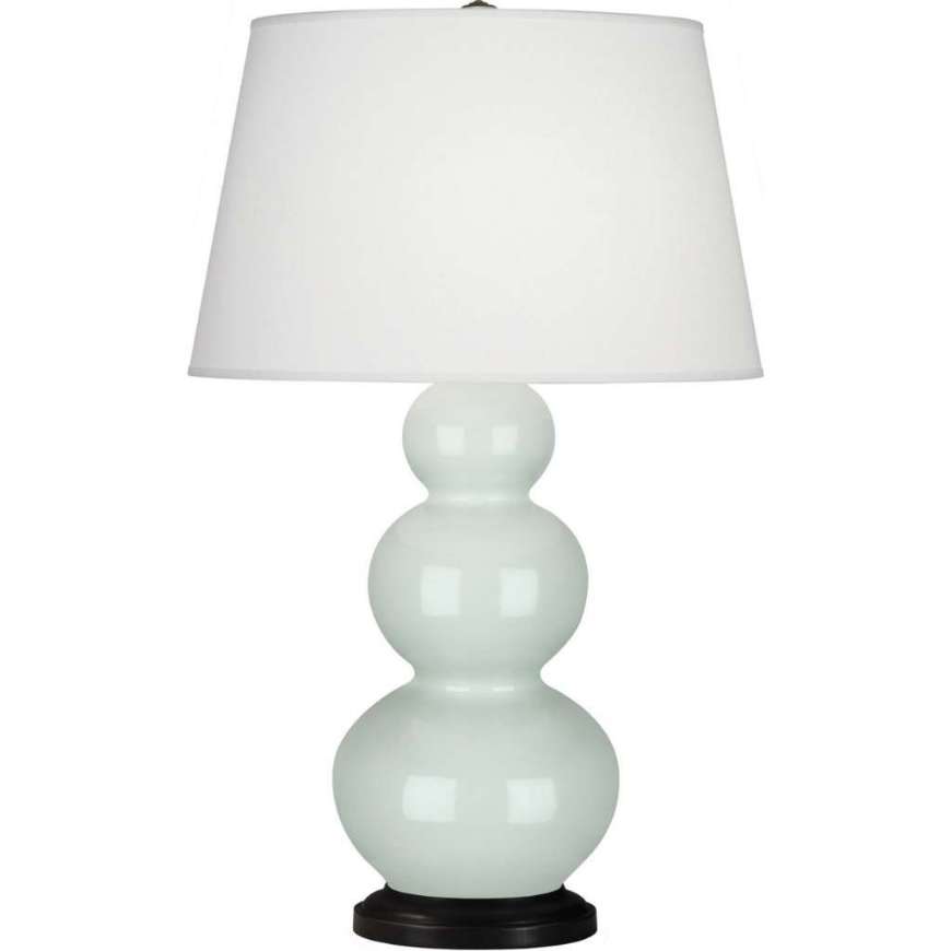 Picture of CELADON TRIPLE GOURD TABLE LAMP IN CELADON GLAZED CERAMIC WITH DEEP PATINA BRONZE FINISHED ACCENTS 370X