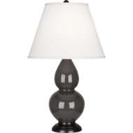 Picture of ASH SMALL DOUBLE GOURD ACCENT LAMP IN ASH GLAZED CERAMIC WITH DEEP PATINA BRINZE FINISHED ACCENTS CR11X