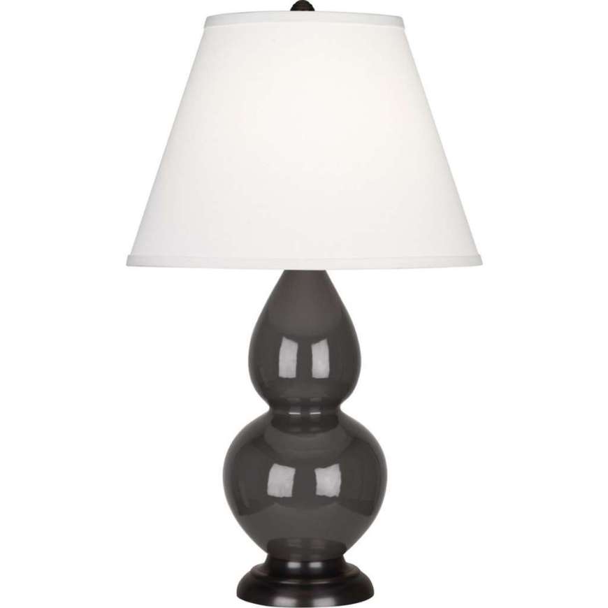 Picture of ASH SMALL DOUBLE GOURD ACCENT LAMP IN ASH GLAZED CERAMIC WITH DEEP PATINA BRINZE FINISHED ACCENTS CR11X