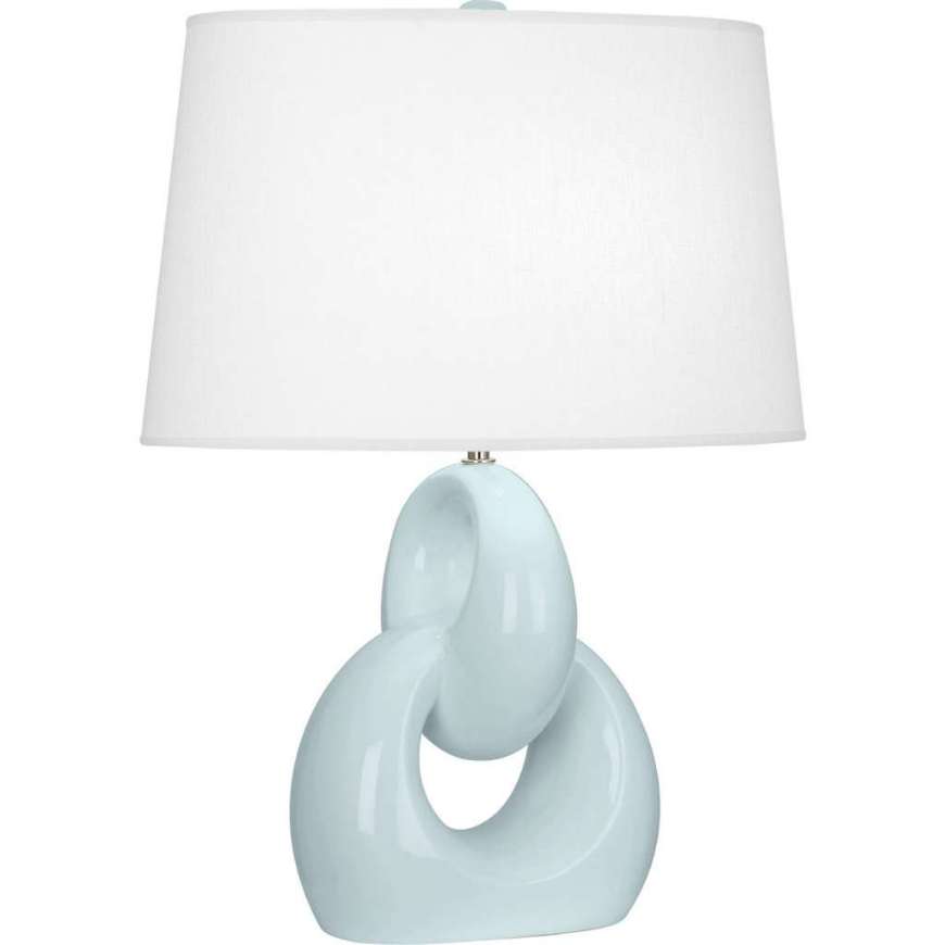 Picture of BABY BLUE FUSION TABLE LAMP IN BABY BLUE GLAZED CERAMIC WITH POLISHED NICKEL ACCENTS BB981